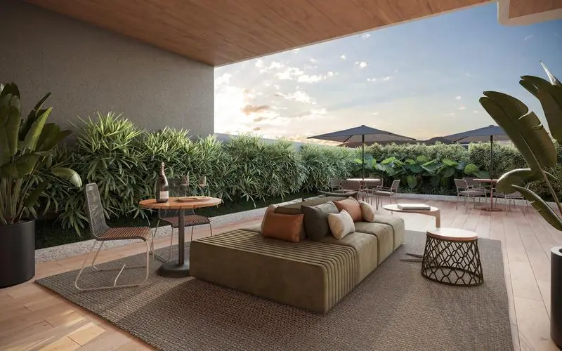 Varanda gourmet com churrasqueira do apartamento de 133 m² da torre 3 do Casa Parque Cerâmica